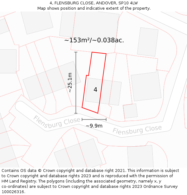 4, FLENSBURG CLOSE, ANDOVER, SP10 4LW: Plot and title map