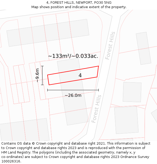 4, FOREST HILLS, NEWPORT, PO30 5NG: Plot and title map
