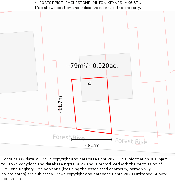 4, FOREST RISE, EAGLESTONE, MILTON KEYNES, MK6 5EU: Plot and title map