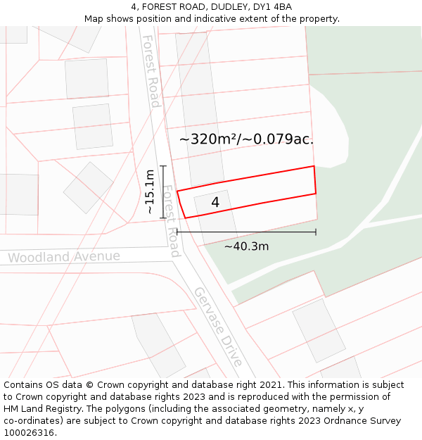 4, FOREST ROAD, DUDLEY, DY1 4BA: Plot and title map