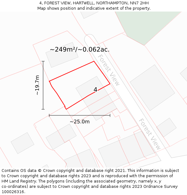 4, FOREST VIEW, HARTWELL, NORTHAMPTON, NN7 2HH: Plot and title map