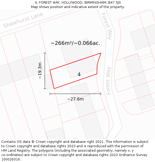 4, FOREST WAY, HOLLYWOOD, BIRMINGHAM, B47 5JS: Plot and title map