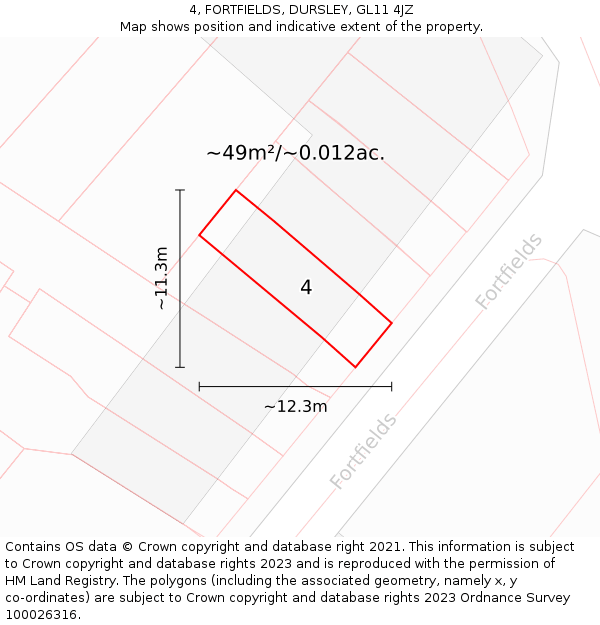 4, FORTFIELDS, DURSLEY, GL11 4JZ: Plot and title map