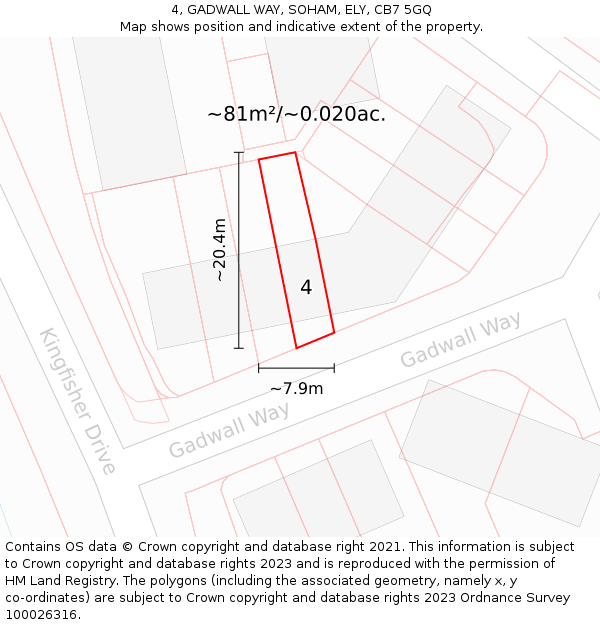 4, GADWALL WAY, SOHAM, ELY, CB7 5GQ: Plot and title map