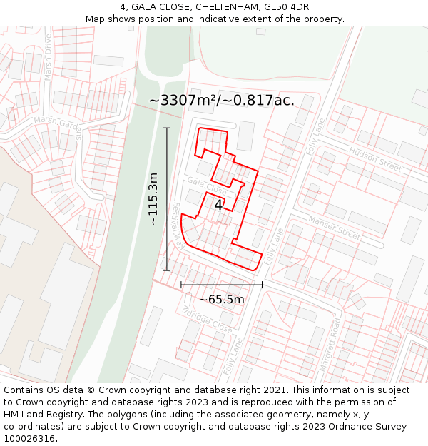 4, GALA CLOSE, CHELTENHAM, GL50 4DR: Plot and title map