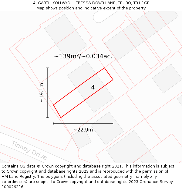 4, GARTH KOLLWYDH, TRESSA DOWR LANE, TRURO, TR1 1GE: Plot and title map