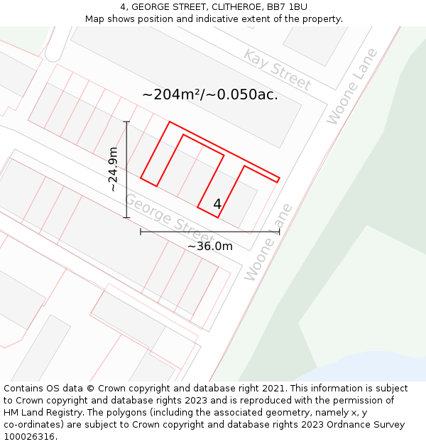 4, GEORGE STREET, CLITHEROE, BB7 1BU: Plot and title map