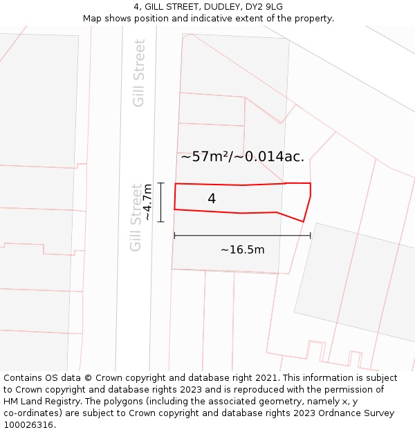 4, GILL STREET, DUDLEY, DY2 9LG: Plot and title map