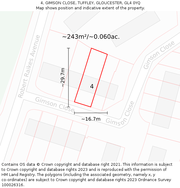 4, GIMSON CLOSE, TUFFLEY, GLOUCESTER, GL4 0YQ: Plot and title map