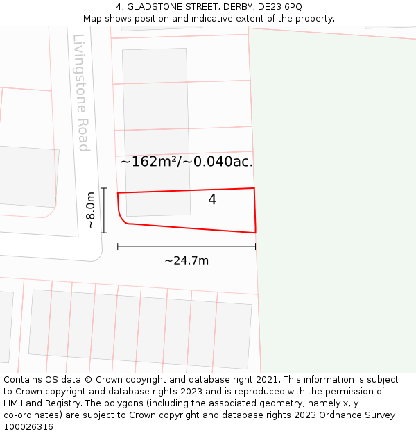 4, GLADSTONE STREET, DERBY, DE23 6PQ: Plot and title map