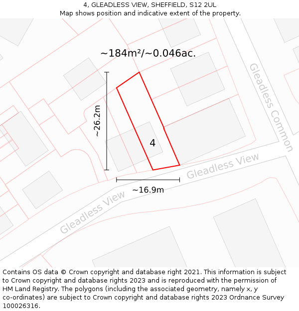 4, GLEADLESS VIEW, SHEFFIELD, S12 2UL: Plot and title map