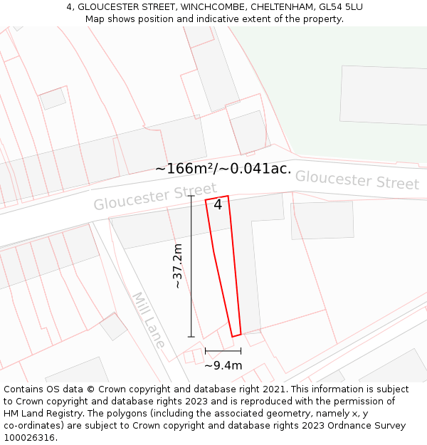 4, GLOUCESTER STREET, WINCHCOMBE, CHELTENHAM, GL54 5LU: Plot and title map