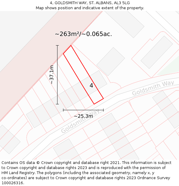 4, GOLDSMITH WAY, ST ALBANS, AL3 5LG: Plot and title map