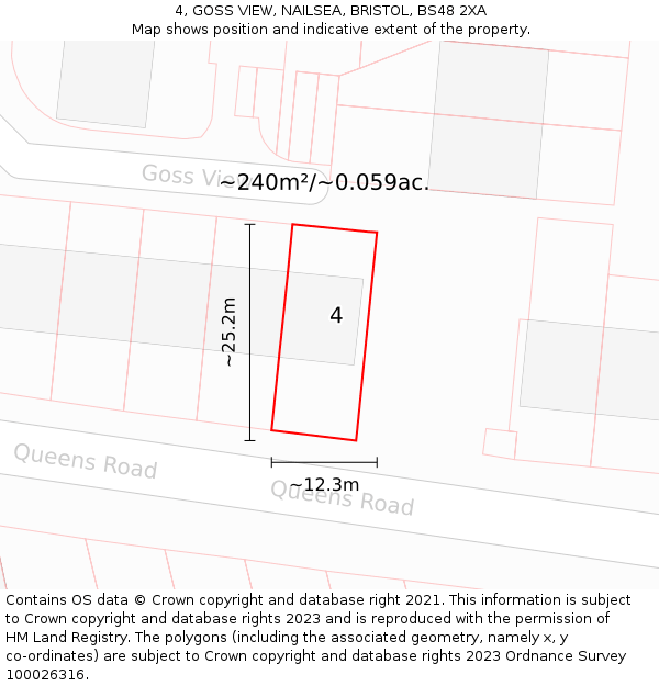 4, GOSS VIEW, NAILSEA, BRISTOL, BS48 2XA: Plot and title map