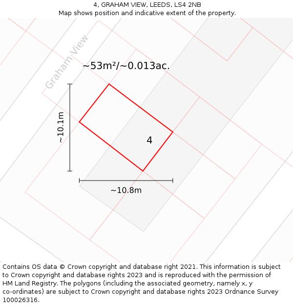 4, GRAHAM VIEW, LEEDS, LS4 2NB: Plot and title map