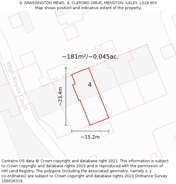 4, GRASSINGTON MEWS, 4, CLIFFORD DRIVE, MENSTON, ILKLEY, LS29 6FX: Plot and title map