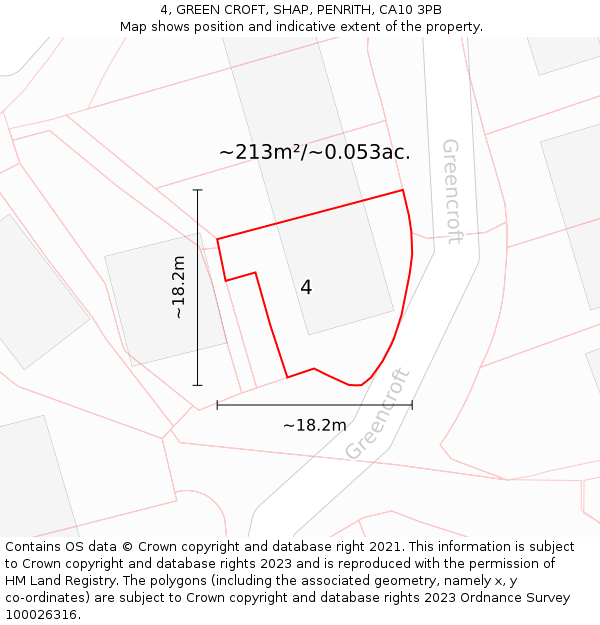 4, GREEN CROFT, SHAP, PENRITH, CA10 3PB: Plot and title map