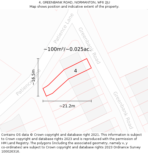 4, GREENBANK ROAD, NORMANTON, WF6 2JU: Plot and title map