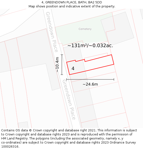 4, GREENDOWN PLACE, BATH, BA2 5DD: Plot and title map