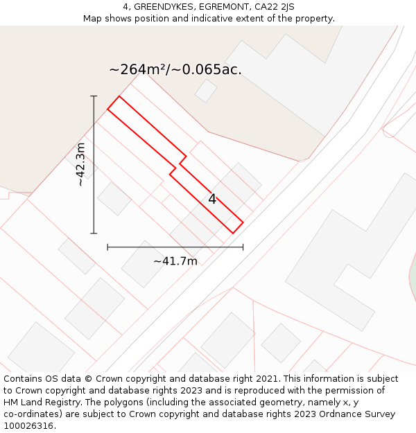 4, GREENDYKES, EGREMONT, CA22 2JS: Plot and title map