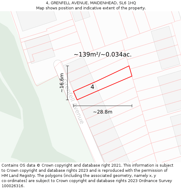 4, GRENFELL AVENUE, MAIDENHEAD, SL6 1HQ: Plot and title map