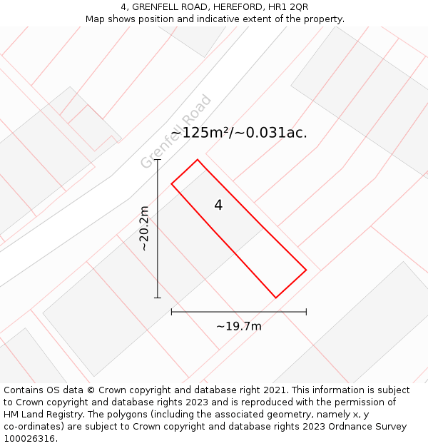 4, GRENFELL ROAD, HEREFORD, HR1 2QR: Plot and title map