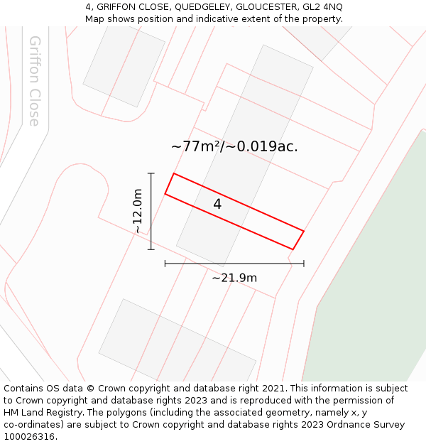 4, GRIFFON CLOSE, QUEDGELEY, GLOUCESTER, GL2 4NQ: Plot and title map