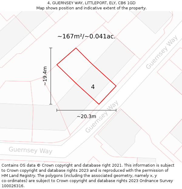 4, GUERNSEY WAY, LITTLEPORT, ELY, CB6 1GD: Plot and title map