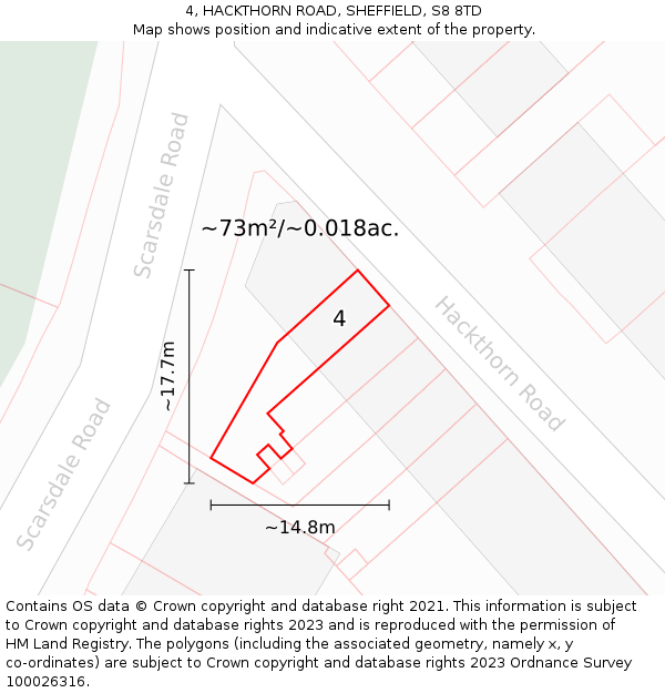 4, HACKTHORN ROAD, SHEFFIELD, S8 8TD: Plot and title map