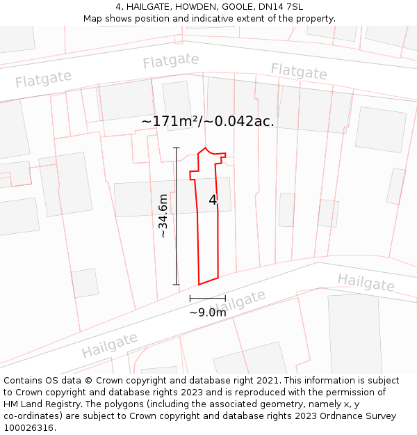 4, HAILGATE, HOWDEN, GOOLE, DN14 7SL: Plot and title map