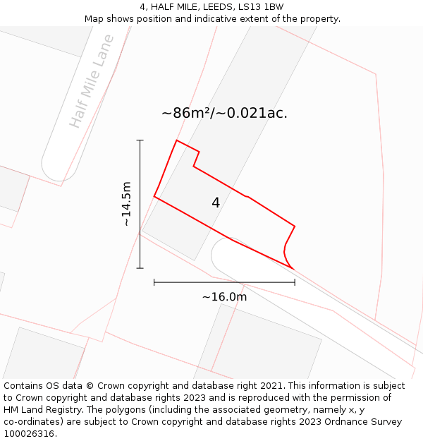 4, HALF MILE, LEEDS, LS13 1BW: Plot and title map