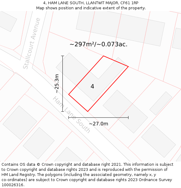 4, HAM LANE SOUTH, LLANTWIT MAJOR, CF61 1RP: Plot and title map