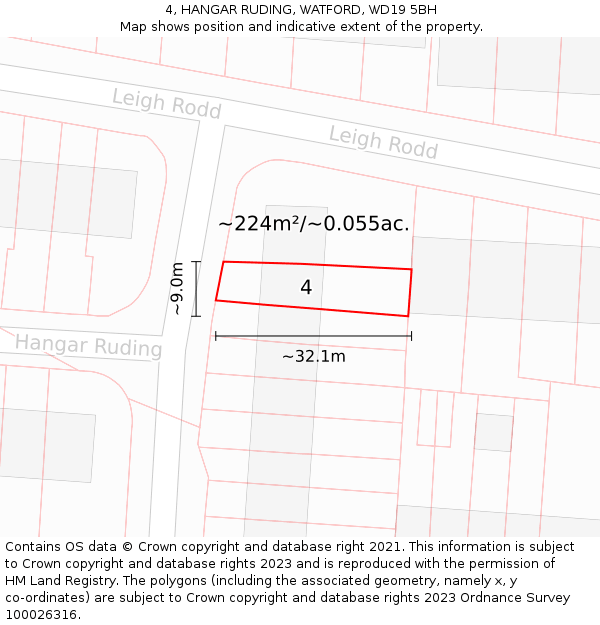 4, HANGAR RUDING, WATFORD, WD19 5BH: Plot and title map