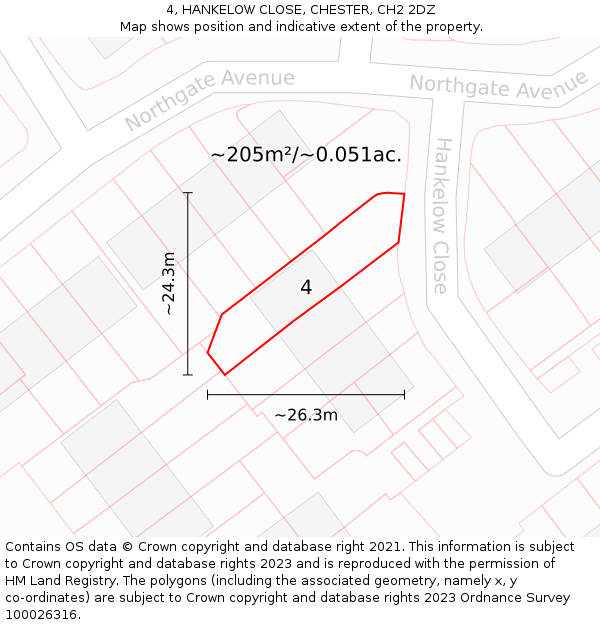 4, HANKELOW CLOSE, CHESTER, CH2 2DZ: Plot and title map