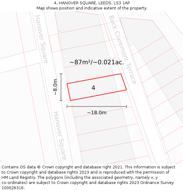 4, HANOVER SQUARE, LEEDS, LS3 1AP: Plot and title map