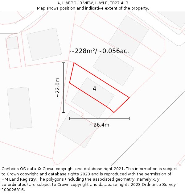4, HARBOUR VIEW, HAYLE, TR27 4LB: Plot and title map