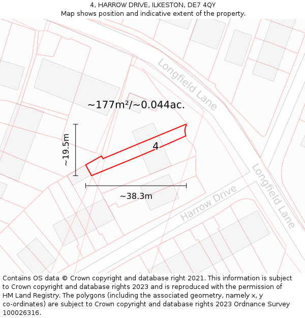 4, HARROW DRIVE, ILKESTON, DE7 4QY: Plot and title map