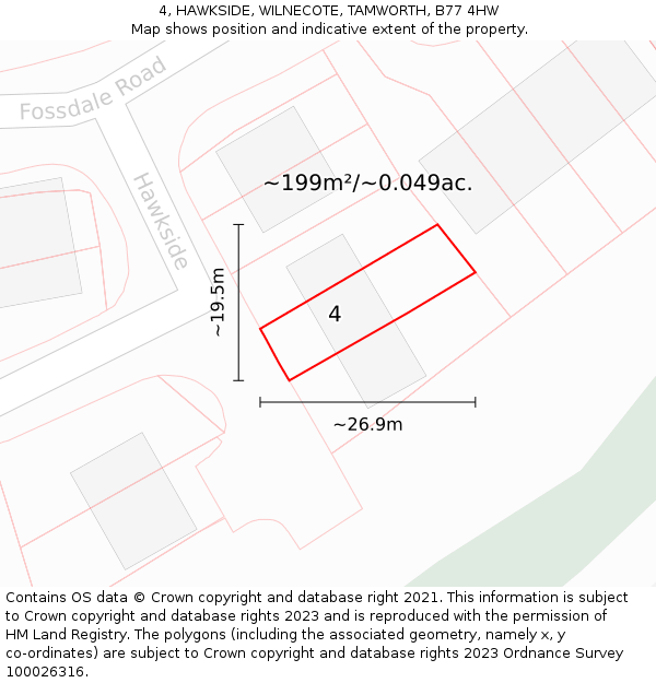 4, HAWKSIDE, WILNECOTE, TAMWORTH, B77 4HW: Plot and title map