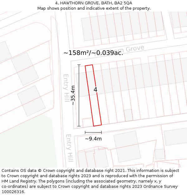 4, HAWTHORN GROVE, BATH, BA2 5QA: Plot and title map