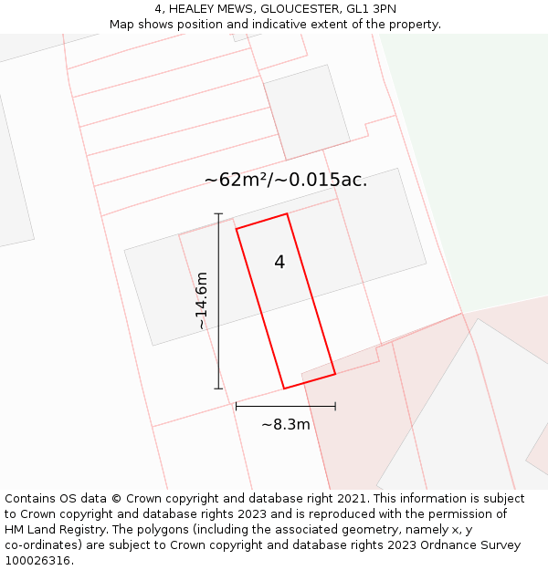 4, HEALEY MEWS, GLOUCESTER, GL1 3PN: Plot and title map