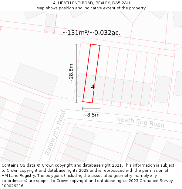 4, HEATH END ROAD, BEXLEY, DA5 2AH: Plot and title map