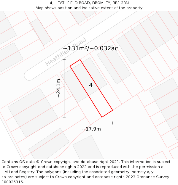 4, HEATHFIELD ROAD, BROMLEY, BR1 3RN: Plot and title map