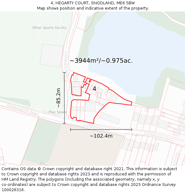 4, HEGARTY COURT, SNODLAND, ME6 5BW: Plot and title map