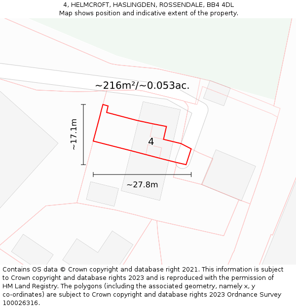 4, HELMCROFT, HASLINGDEN, ROSSENDALE, BB4 4DL: Plot and title map