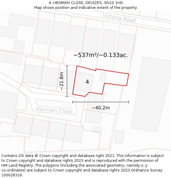 4, HENMAN CLOSE, DEVIZES, SN10 1HD: Plot and title map