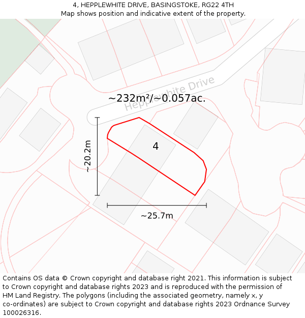 4, HEPPLEWHITE DRIVE, BASINGSTOKE, RG22 4TH: Plot and title map