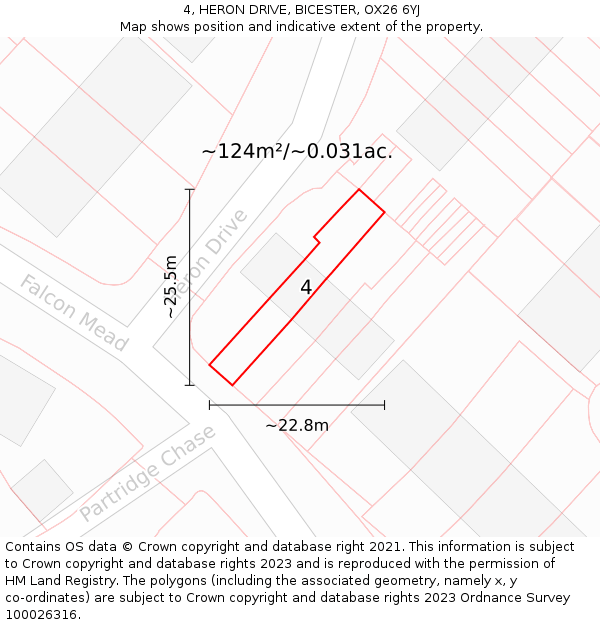 4, HERON DRIVE, BICESTER, OX26 6YJ: Plot and title map