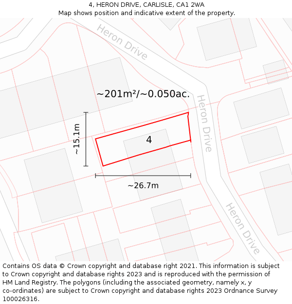 4, HERON DRIVE, CARLISLE, CA1 2WA: Plot and title map