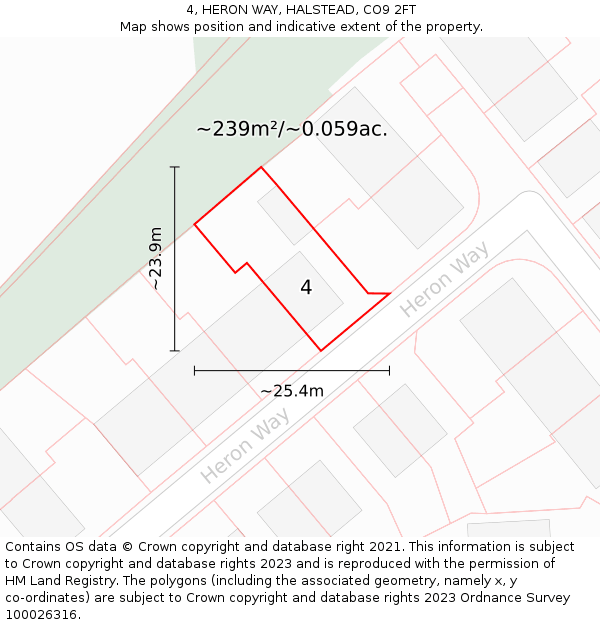 4, HERON WAY, HALSTEAD, CO9 2FT: Plot and title map
