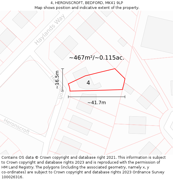 4, HERONSCROFT, BEDFORD, MK41 9LP: Plot and title map